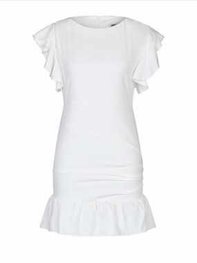 SHOP ART Ivory White Ruffle Sleeve Dress Made in Italy Small
